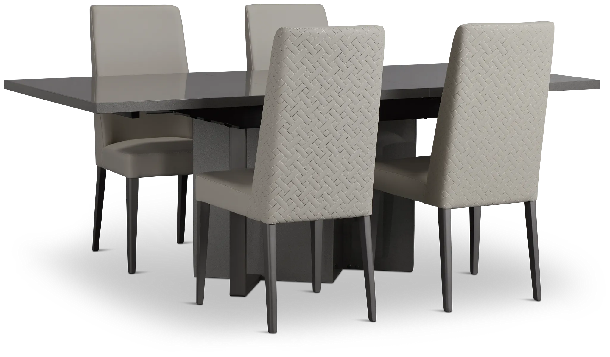 Oslo Gray Extension Rectangular Table & 4 Upholstered Chairs