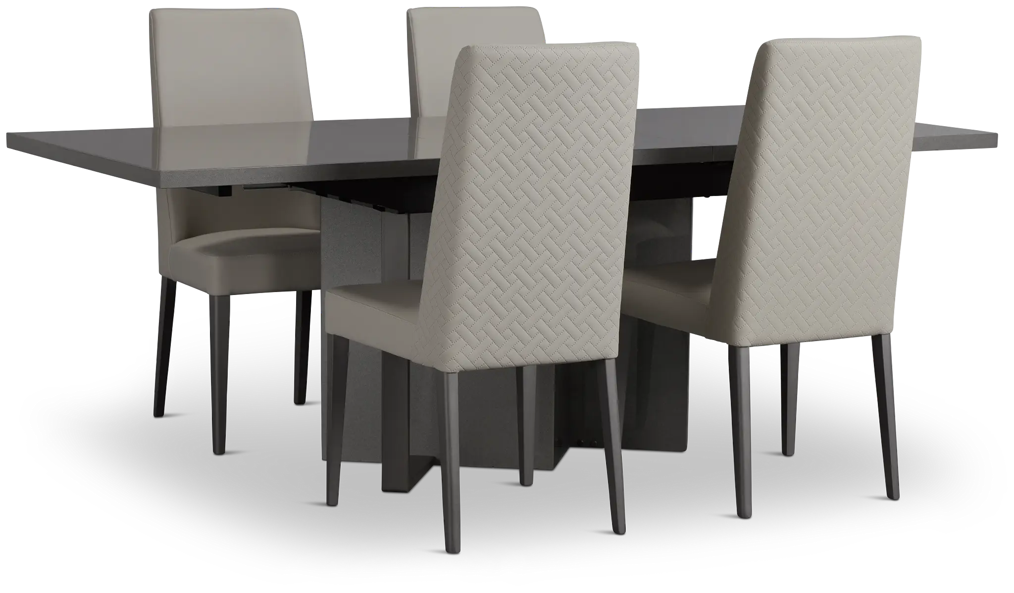 Oslo Gray Extension Rectangular Table & 4 Upholstered Chairs Oslo Gray Extension Rectangular Table & 4 Upholstered Chairs