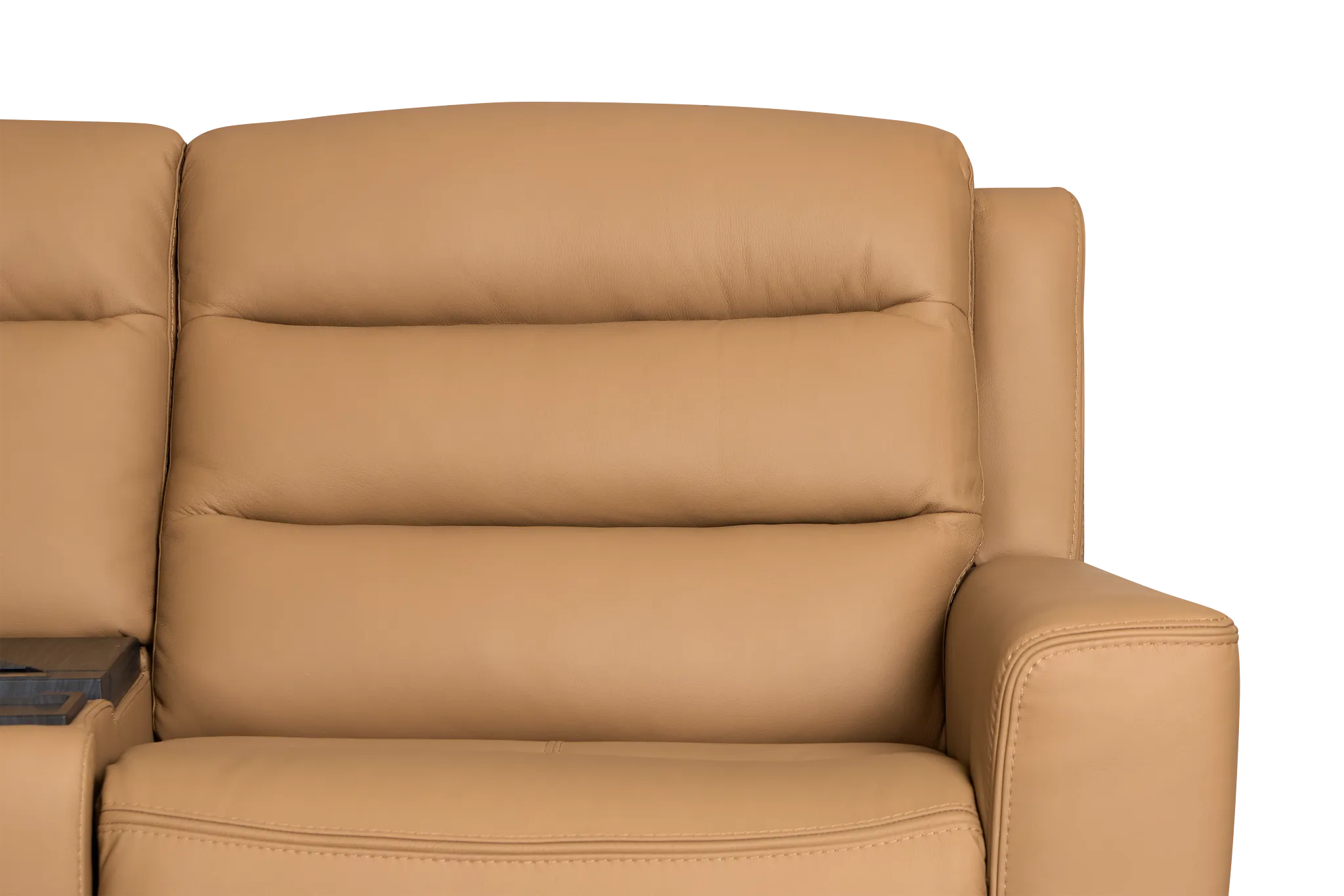 Wilder Brown Leather Medium Dual Power Sectional W/refrigerated Console