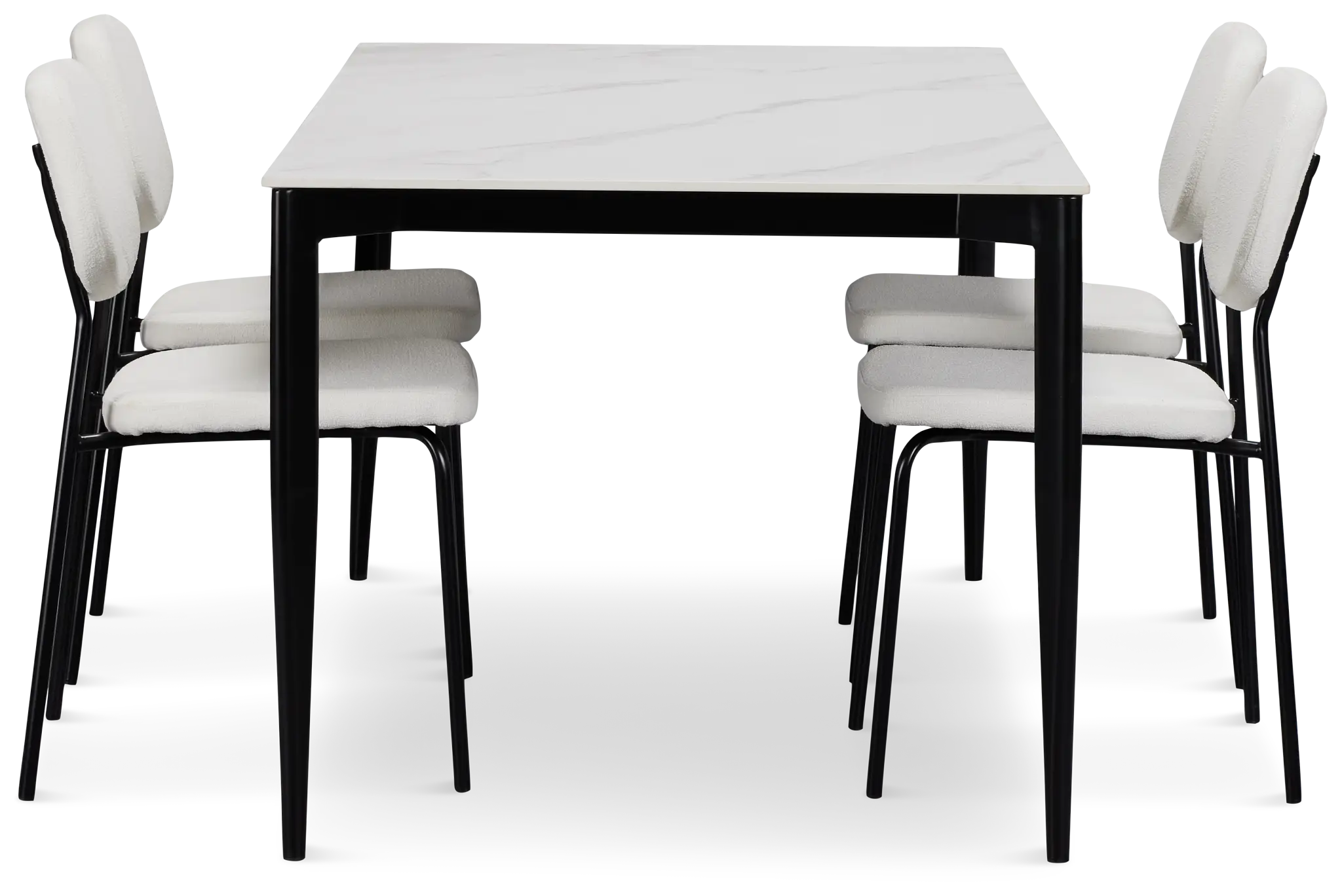 Andover White Rect Table & 4 White Upholstered Chairs Andover White Rect Table & 4 White Upholstered Chairs