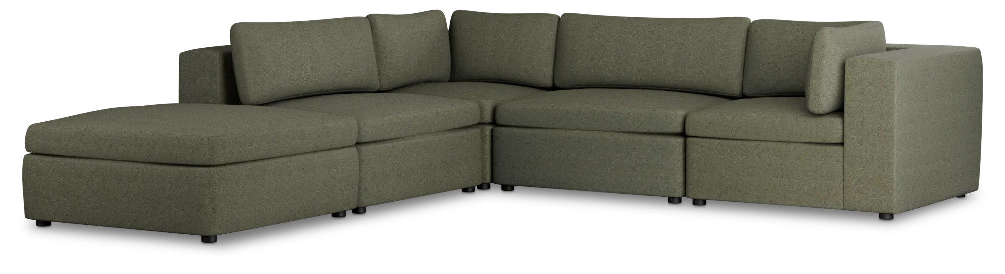 Destin Sutton Green Fabric 5pc Bumper Sectional