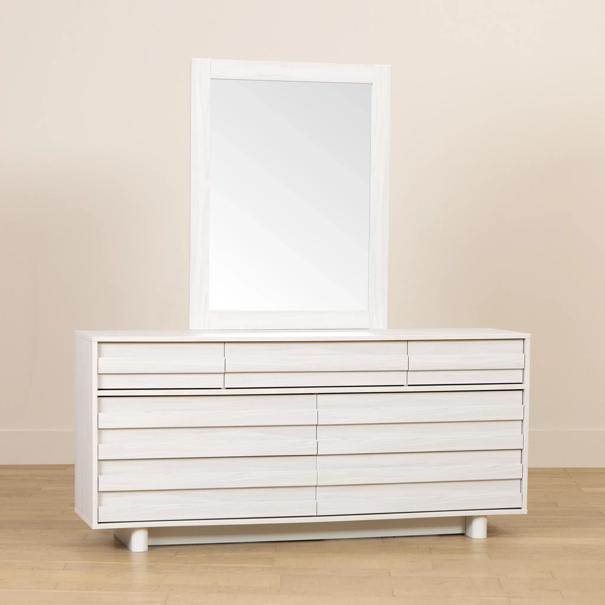 Everett White Dresser & Mirror