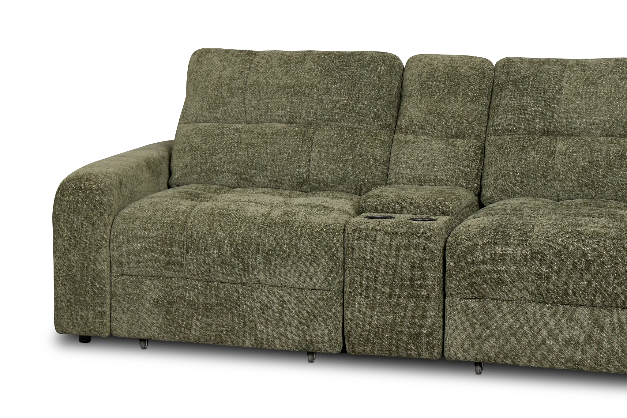 Hendrix Green Fabric Power Extension Chaise Console Loveseat