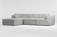 Destin Maguire Gray Fabric 4-piece Bumper Sectional