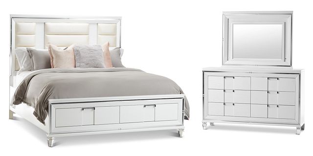 Vegas White Platform Storage Bedroom