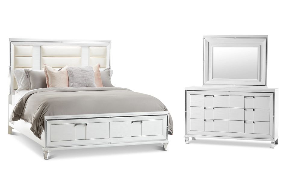 Vegas White Platform Storage Bedroom