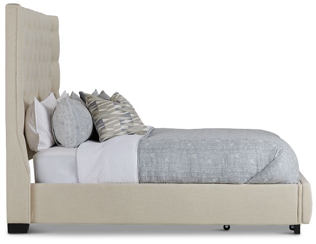 Rylee Beige Uph Platform Storage Bed