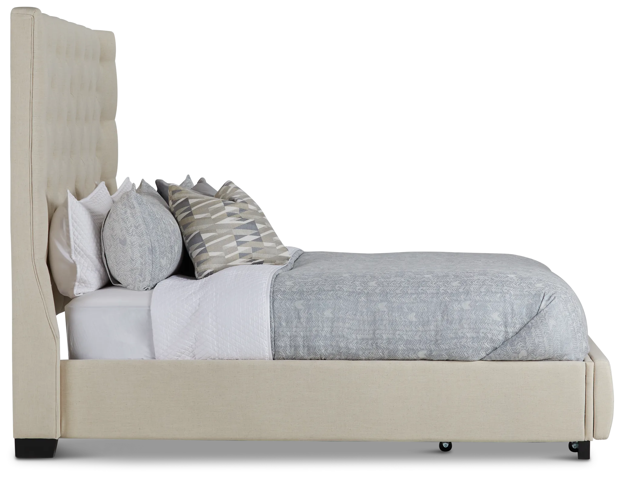 Rylee Beige Uph Platform Storage Bed