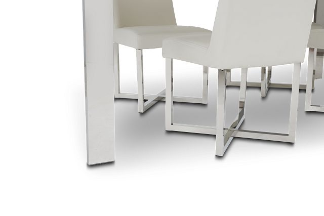 Neo White Rect Table & 4 Upholstered Chairs