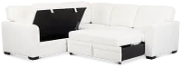 Everly White Fabric Small 2-arm Right Sleeper Storage Sectional