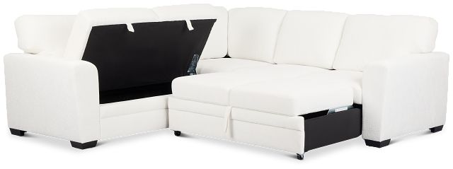 Everly White Fabric Small 2-arm Right Sleeper Storage Sectional