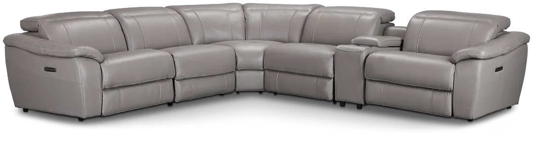 Marion Gray Lthr/vinyl Medium Dual Power 2-arm Reclining Sectional