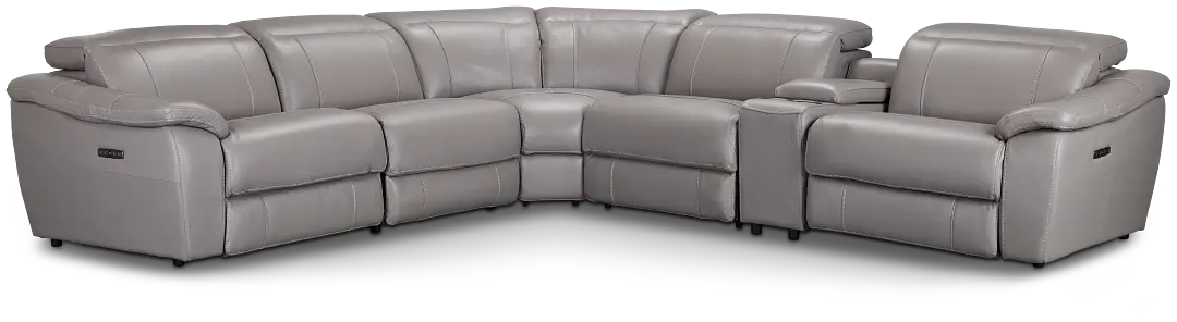 Marion Gray Lthr/vinyl Medium Dual Power 2-arm Reclining Sectional Marion Gray Lthr/vinyl Medium Dual Power 2-arm Reclining Sectional