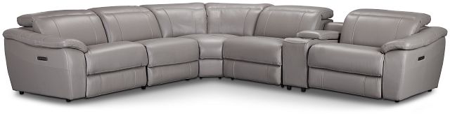 Marion Gray Lthr/vinyl Medium Dual Power 2-arm Reclining Sectional