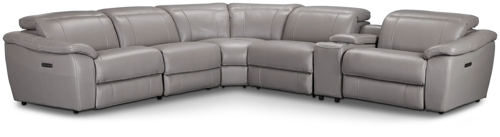 Marion Gray Lthr/vinyl Medium Dual Power 2-arm Reclining Sectional Marion Gray Lthr/vinyl Medium Dual Power 2-arm Reclining Sectional