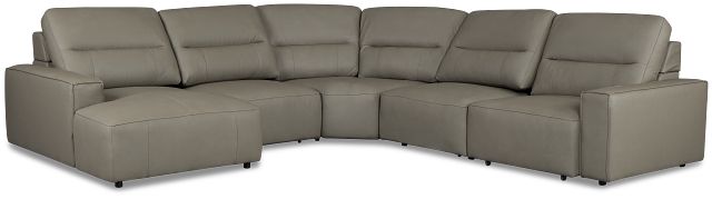 Rudy Gray Lthr/vinyl Small Right Chaise Power Extension Sectional
