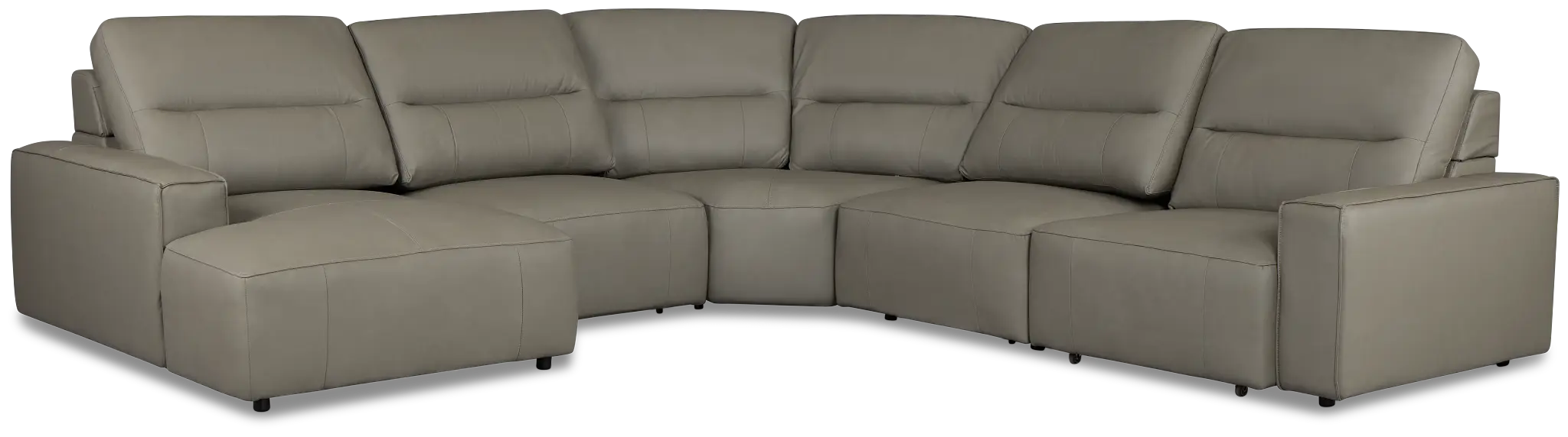 Rudy Gray Lthr/vinyl Small Right Chaise Power Extension Sectional Rudy Gray Lthr/vinyl Small Right Chaise Power Extension Sectional