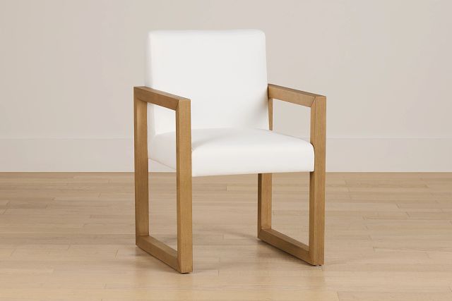 Haven White Upholstered Arm Chair