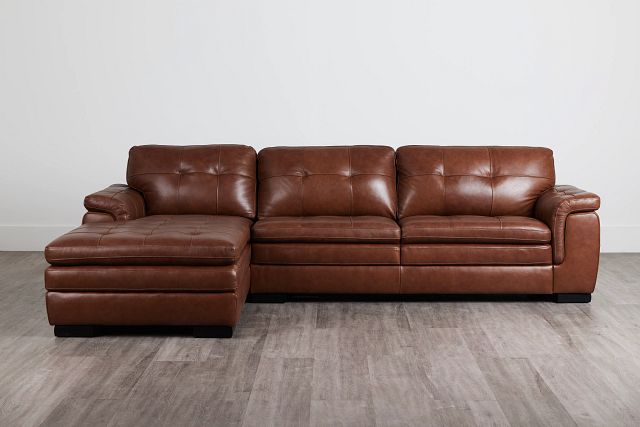 Braden Medium Brown Leather Left Chaise Sectional (3)