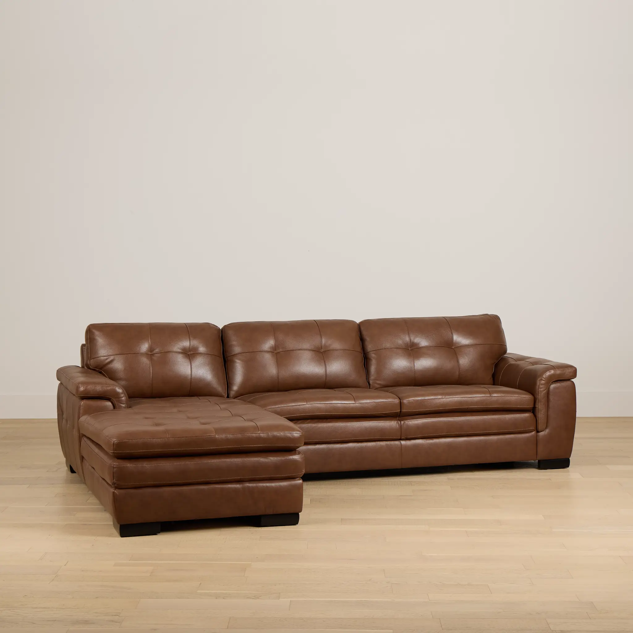 Braden Medium Brown Leather Left Chaise Sectional Braden Medium Brown Leather Left Chaise Sectional
