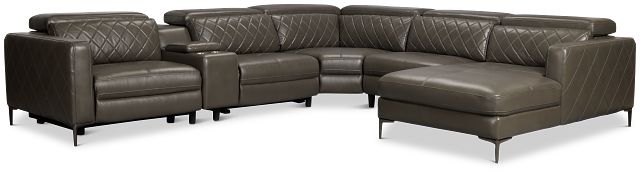 Ava Dark Gray Micro Small Dual Power Right Chaise Sectional