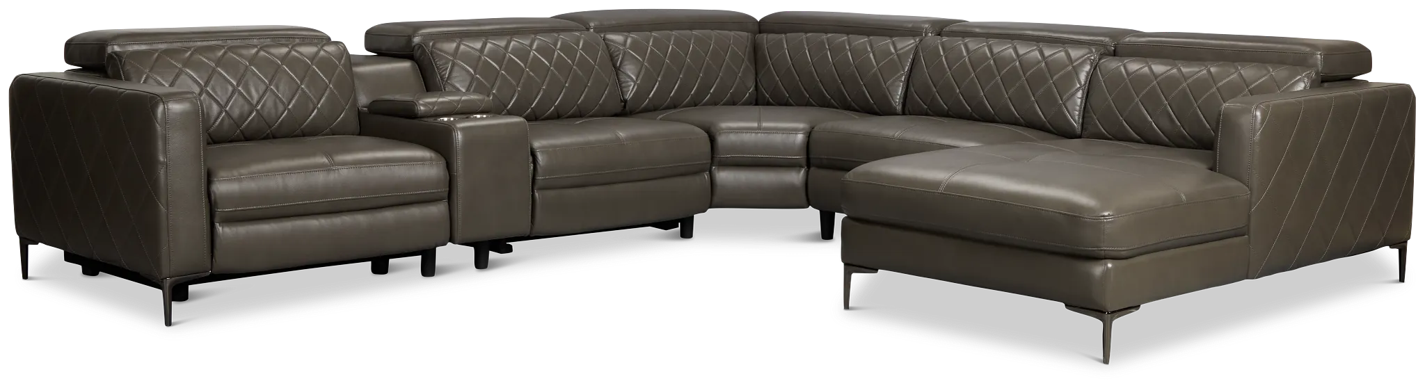 Ava Dark Gray Micro Small Dual Power Right Chaise Sectional