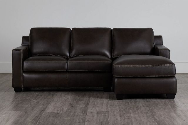 Carson Dark Brown Leather Small Right Chaise Sectional (0)