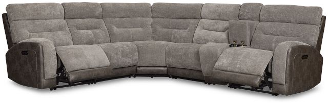 Travis Gray Fabric Medium Dual Power 2-arm Reclining Sectional