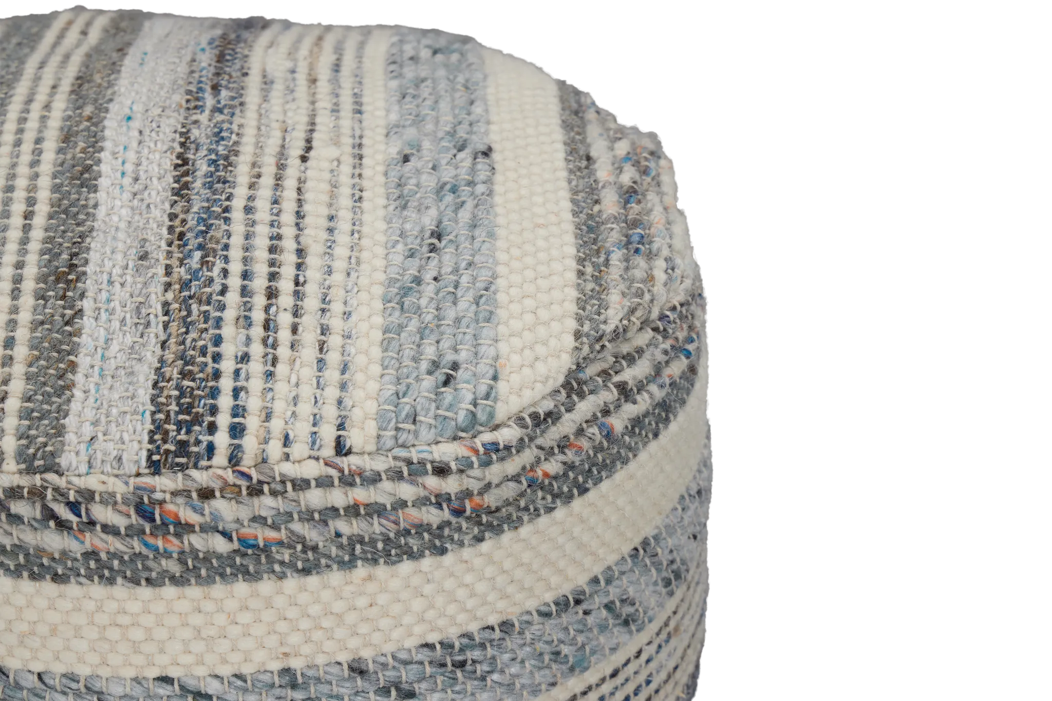 Ellian Blue Round Accent Pouf