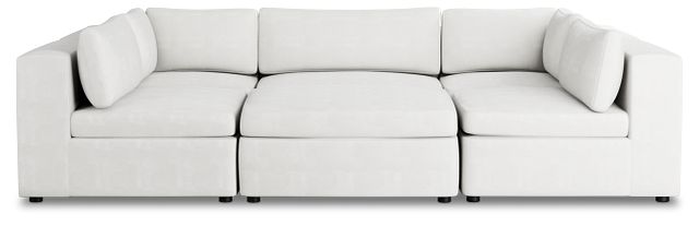 Destin Sutton White Fabric 6-piece Pit Sectional