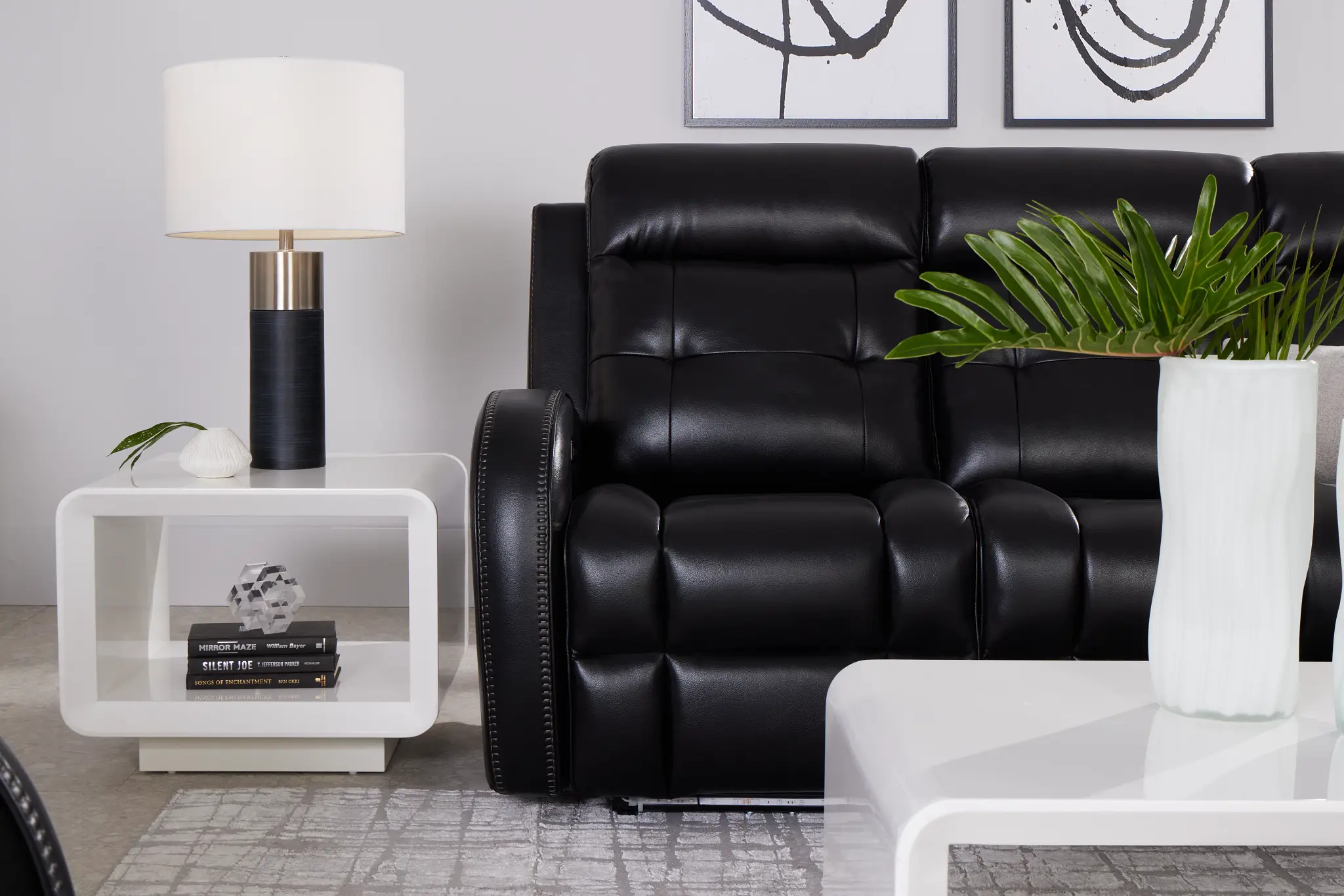 Omega Black Micro Power Reclining Sofa Omega Black Micro Power Reclining Sofa