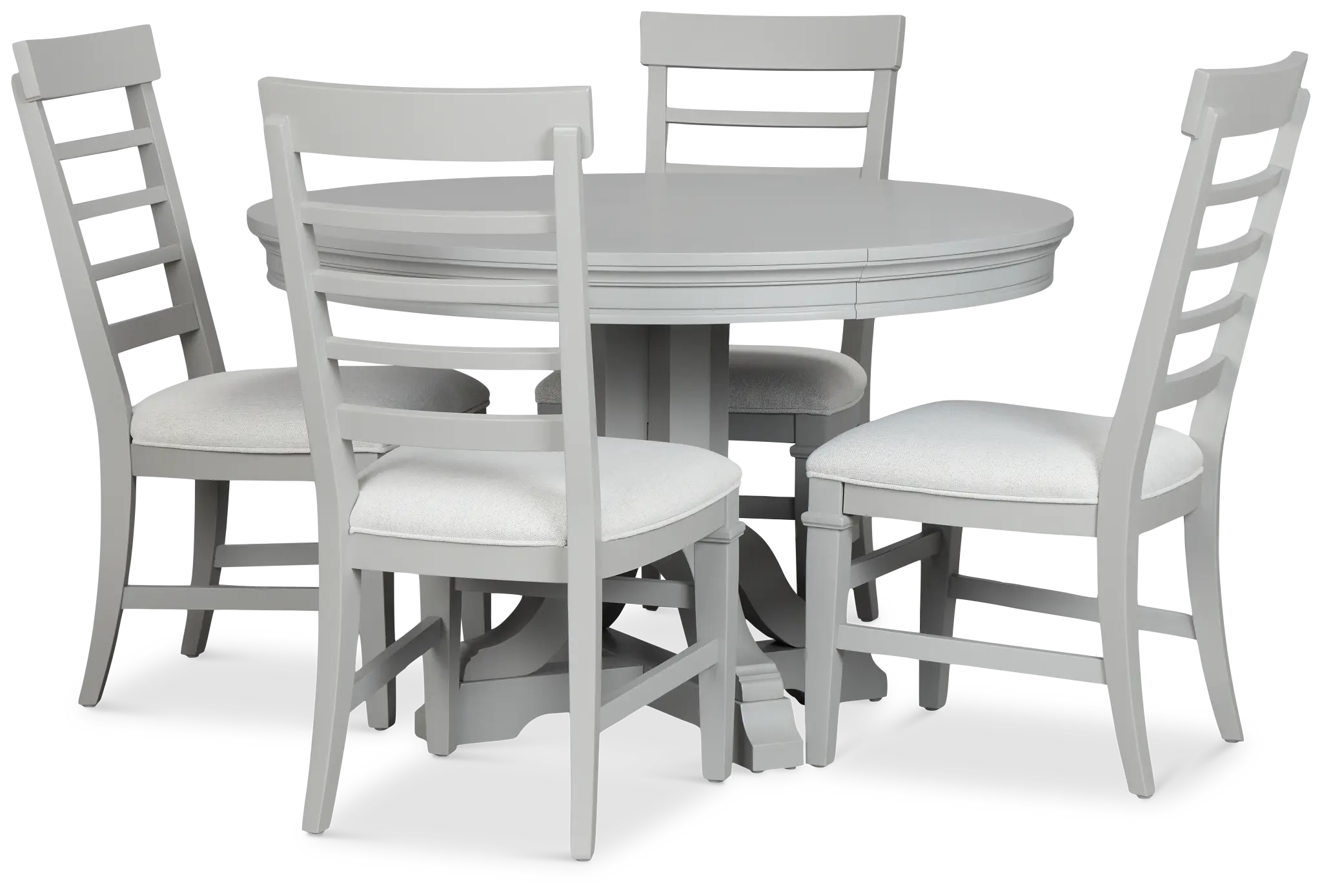 Cape Cod Gray Round Table & 4 Upholstered Chairs Cape Cod Gray Round Table & 4 Upholstered Chairs