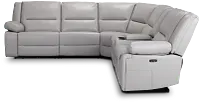 Peyton Light Gray Lthr/vinyl Medium Triple Power 2-arm Sectional