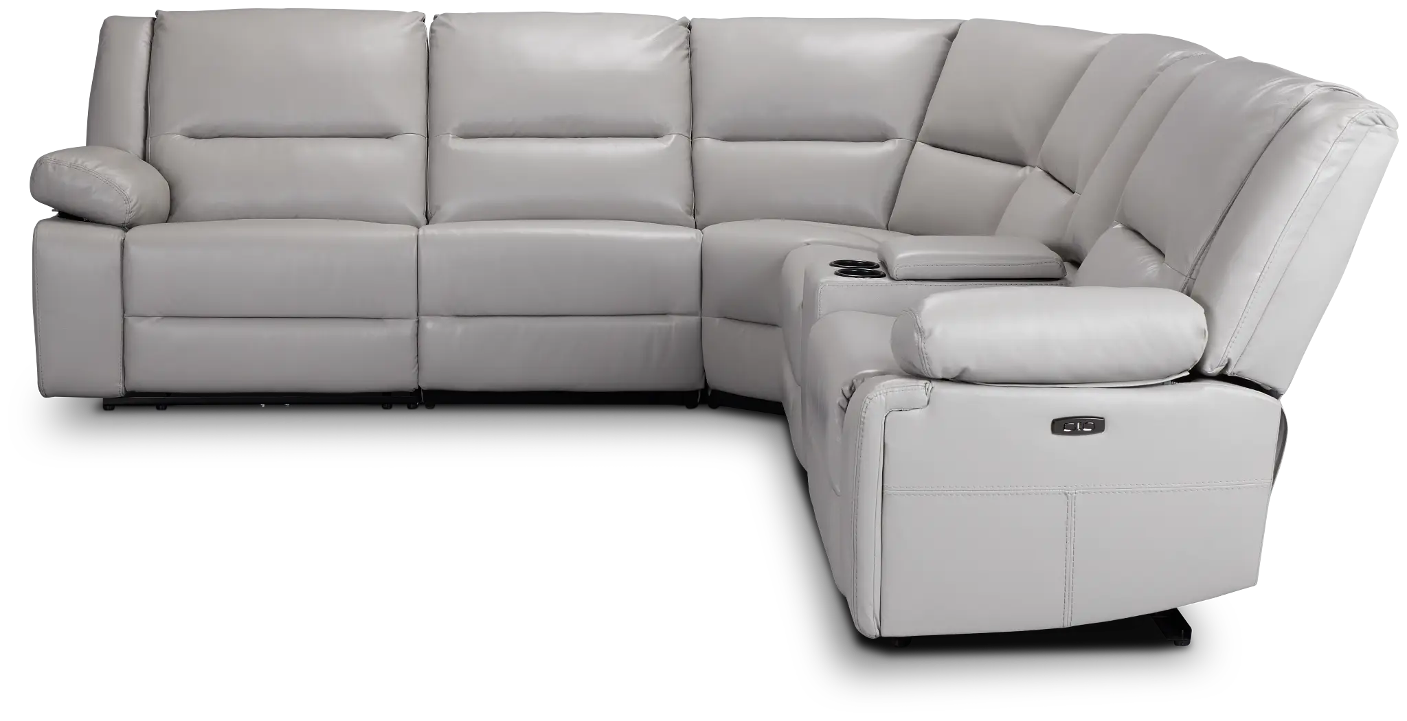 Peyton Light Gray Lthr/vinyl Medium Triple Power 2-arm Sectional Peyton Light Gray Lthr/vinyl Medium Triple Power 2-arm Sectional