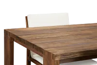 Linear Dark Gray White 82" Teak Table & 4 Teak Cushioned Side Chairs