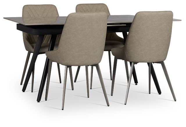 Maricopa Gray Extension Table & 4 Light Gray Upolstered Chairs