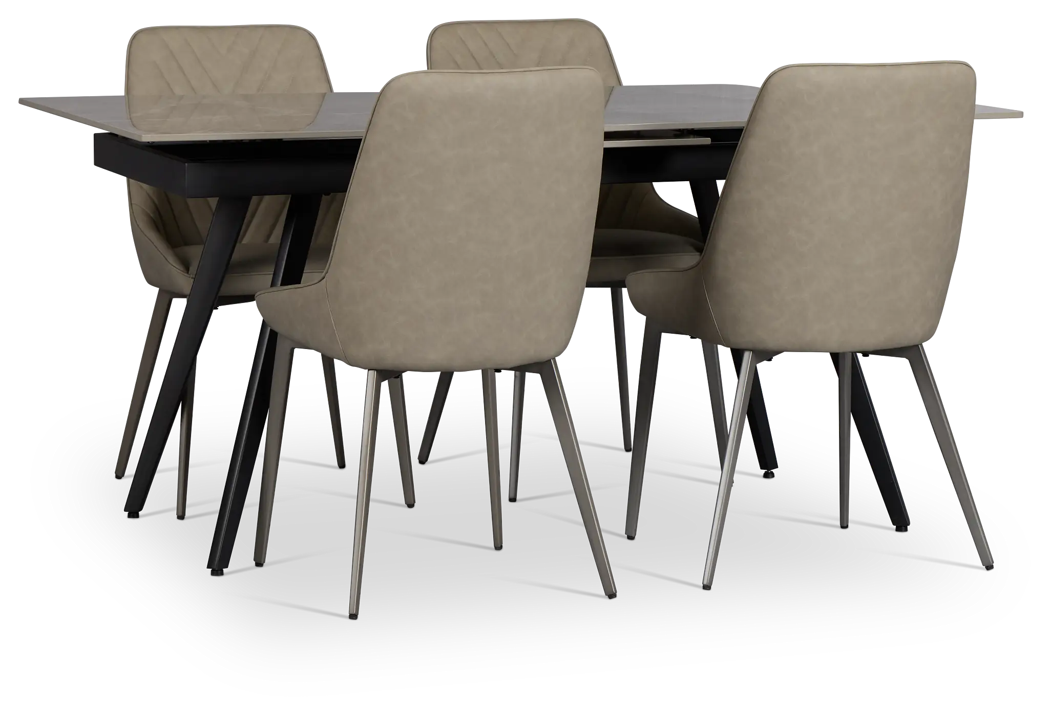 Maricopa Gray Extension Table & 4 Light Gray Upolstered Chairs Maricopa Gray Extension Table & 4 Light Gray Upolstered Chairs