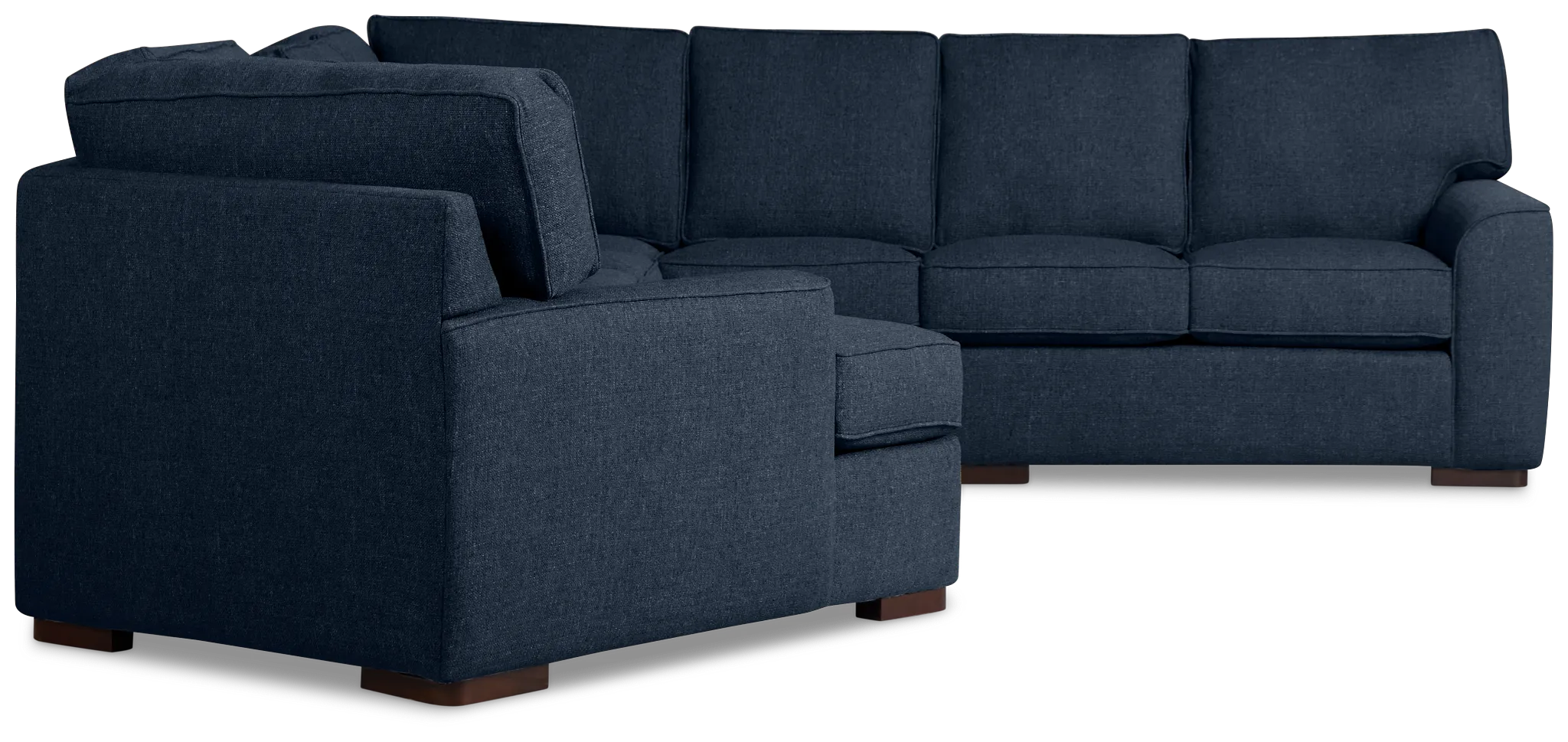 Sinclair Dark Blue Fabric Large Left Cuddler Sectional