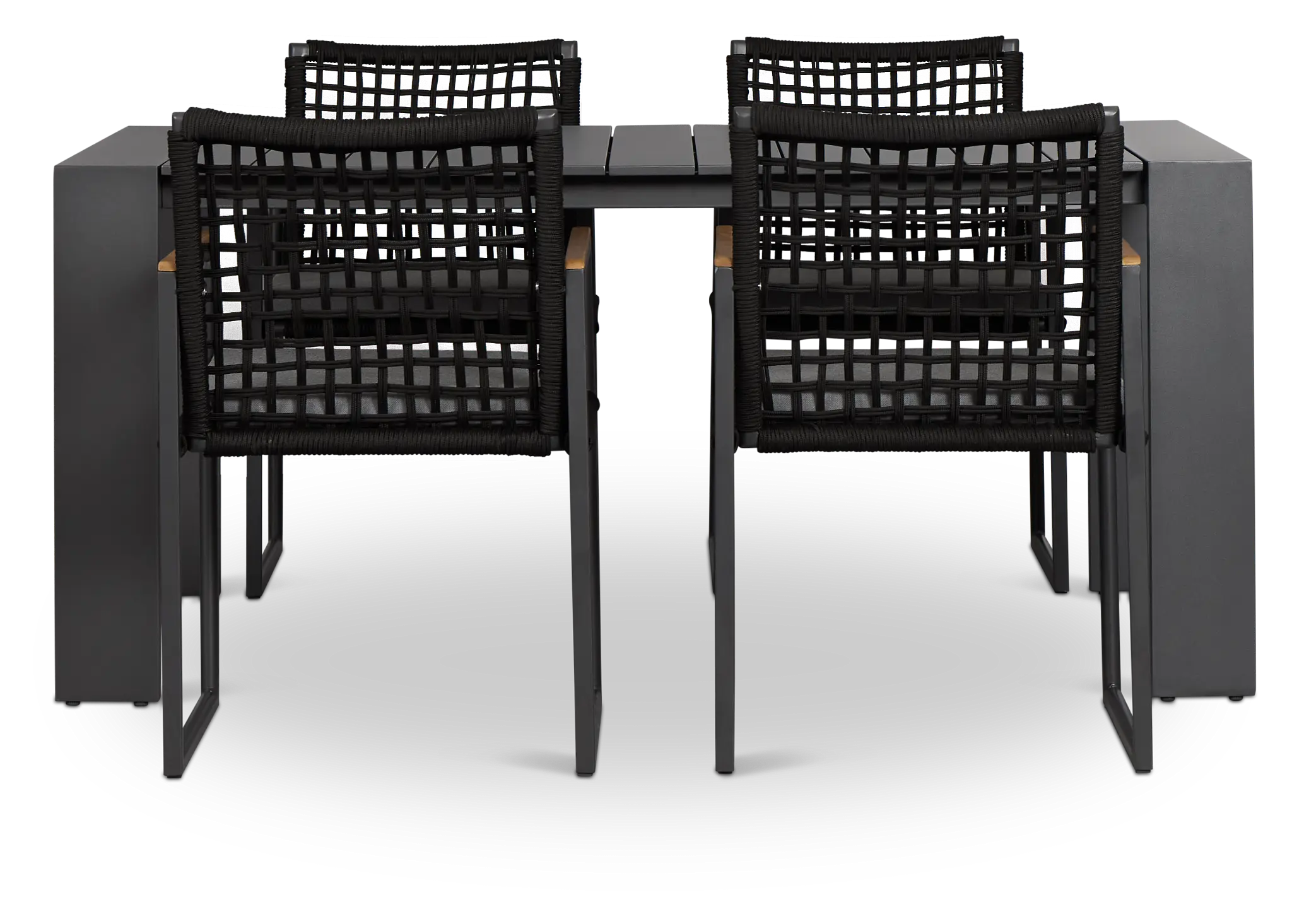 Sunrise Dark Gray 65" Rectangular Table & 4 Teak Arm Chairs Sunrise Dark Gray 65" Rectangular Table & 4 Teak Arm Chairs