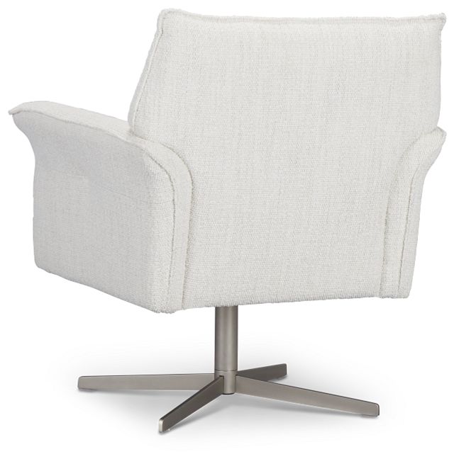 Imani White Fabric Swivel Accent Chair