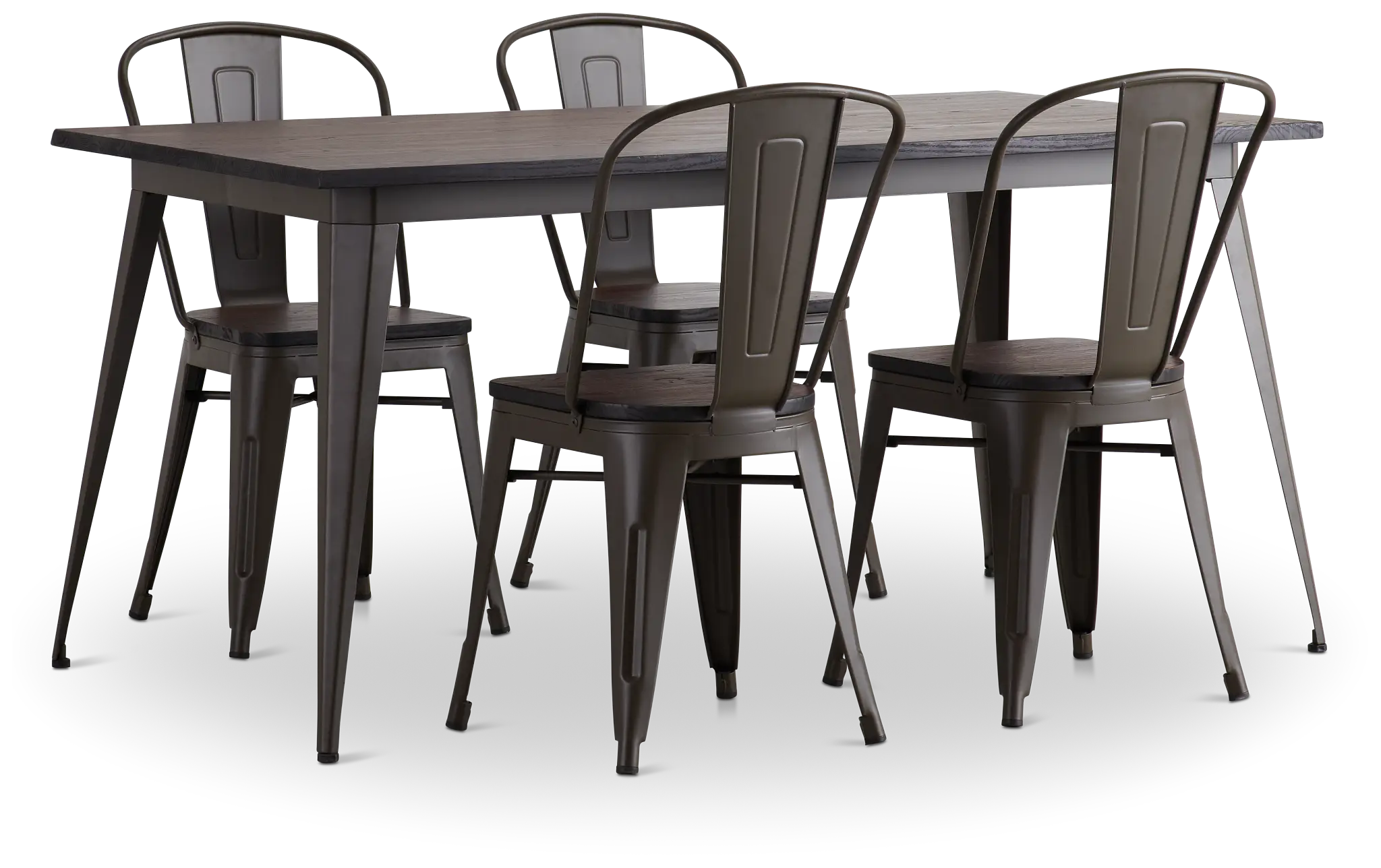 Harlow Dark Tone Rect Table & 4 Wood Chairs Harlow Dark Tone Rect Table & 4 Wood Chairs