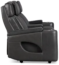 Nova Dark Gray Lthr/vinyl Power Reclining Console Loveseat W/ Massage