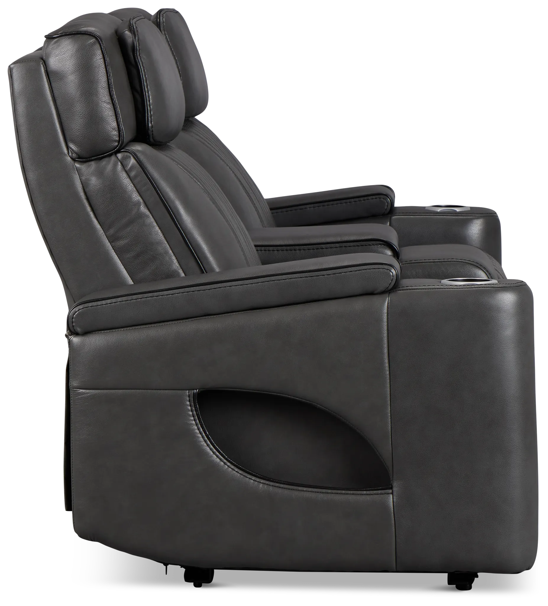 Nova Dark Gray Lthr/vinyl Power Reclining Console Loveseat W/ Massage