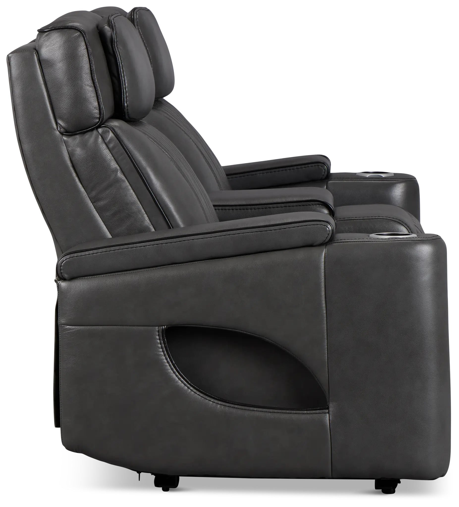 Nova Dark Gray Lthr/vinyl Power Reclining Console Loveseat W/ Massage Nova Dark Gray Lthr/vinyl Power Reclining Console Loveseat W/ Massage