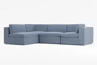 Destin Maguire Blue Fabric 4-piece Modular Sectional