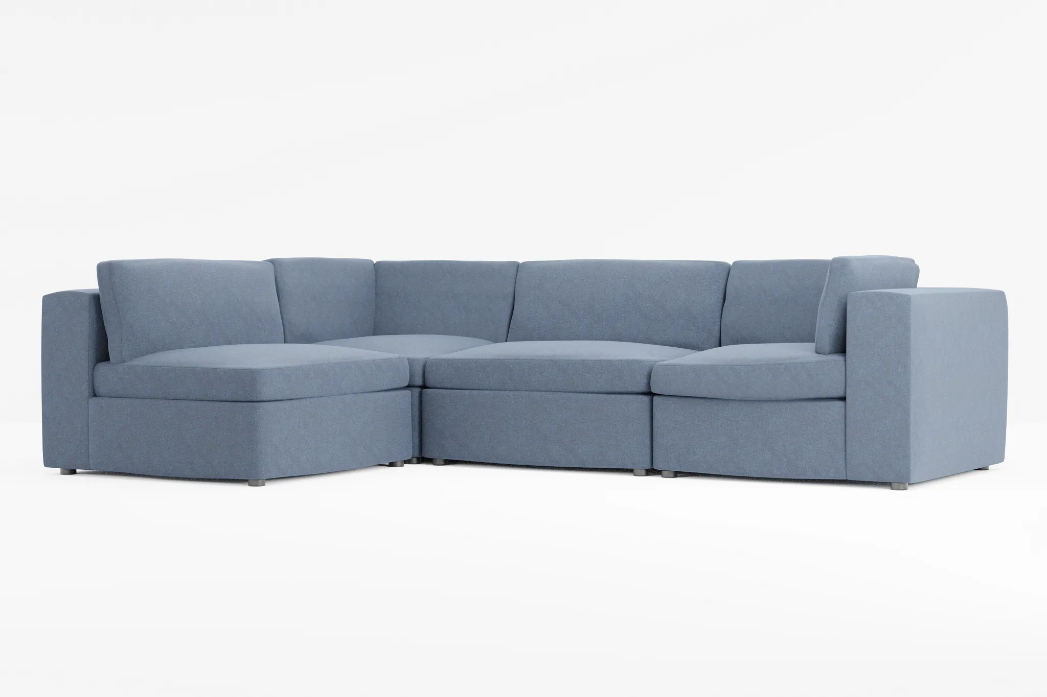 Destin Maguire Blue Fabric 4-piece Modular Sectional