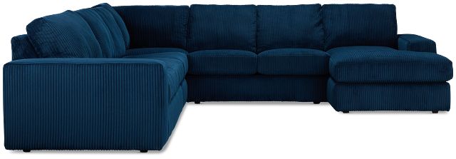 Charlie Dark Blue Fabric Large Right Chaise Sectional