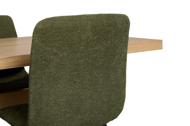Lynden Light Tone Rect Table & 4 Green Upholstered Side Chairs