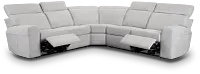 Callum Light Gray Fabric Small Dual Power Reclining Two-arm Sectional