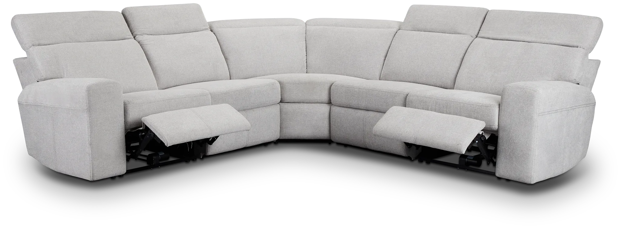 Callum Light Gray Fabric Small Dual Power Reclining Two-arm Sectional